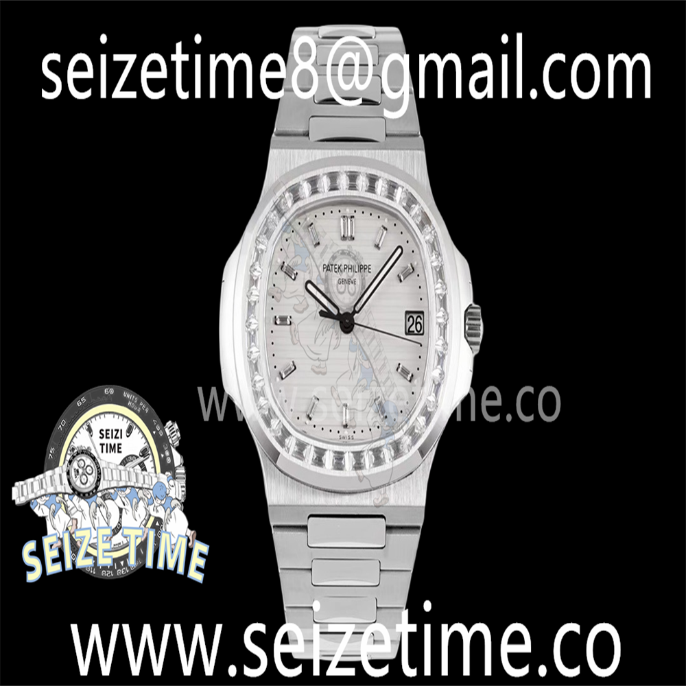 Nautilus 5711 SS PPF 1:1 Best Edition White Dial Diamonds Markers and Bezel on SS Bracelet 324CS V5