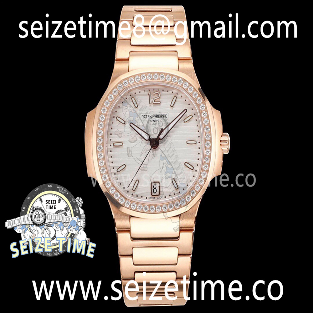 Nautilus 7118 Ladies RG 3KF 1:1 Best Edition White Dial Diamonds Bezel on RG Bracelet A324
