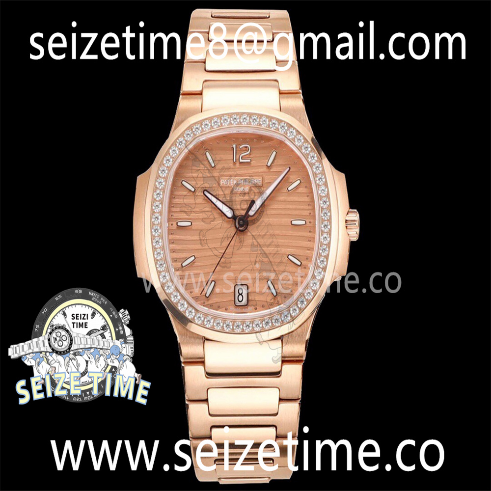 Nautilus 7118 Ladies RG 3KF 1:1 Best Edition RG Dial Diamonds Bezel on RG Bracelet A324