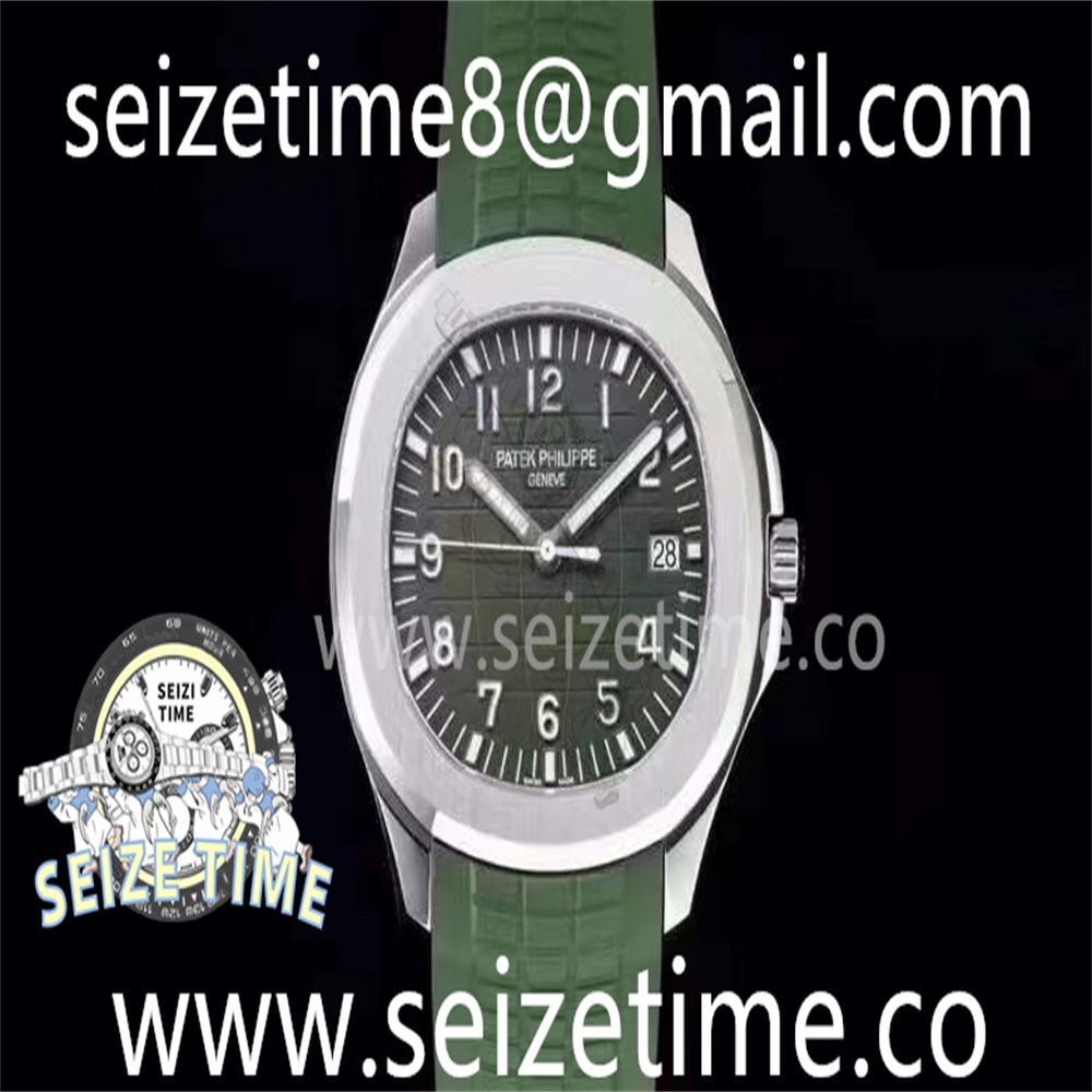 Aquanaut 5168G 42mm SS 3KF 1:1 Best Edition Green Dial on Green Rubber Strap A324 V3
