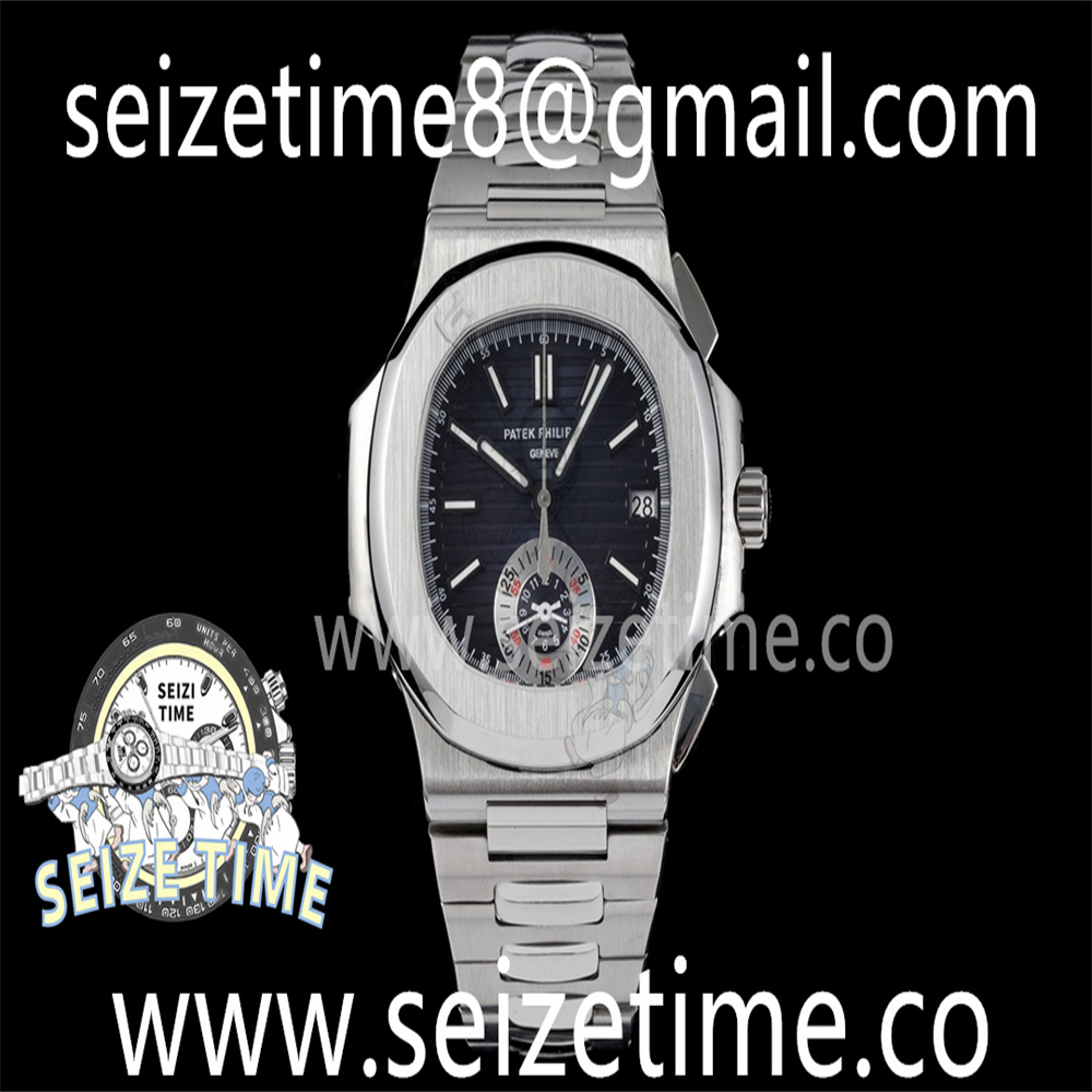 Nautilus Chronograph Date 5980 SS Blue Dial on SS Bracelet 3KF A7750 Mod