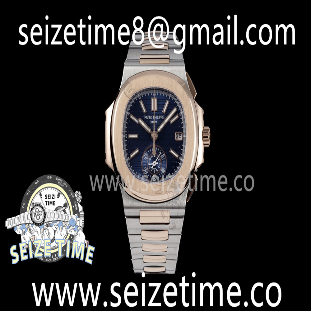 Nautilus Chronograph Date 5980 RG/SS Blue Dial on SS Bracelet 3KF A7750 Mod