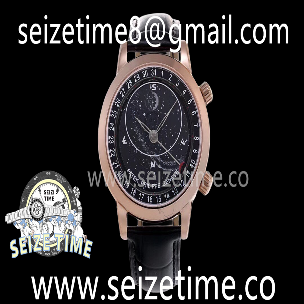 Grand Complications 6102R Moon RG TWF Black Dial on Black Leather Strap A240