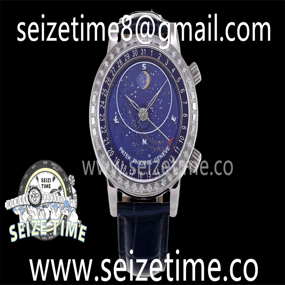 Grand Complications 6102R Moon SS TWF blue Dial Diamonds Beze on blue Leather Strap A240