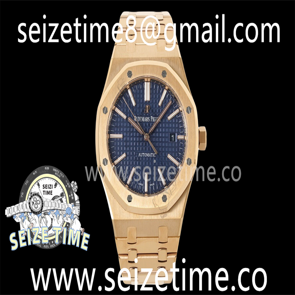 Royal Oak 41mm 15400 RG ZF 1:1 Best Edition Blue Textured Dial on RG Bracelet V2 SA3120 Super Clone