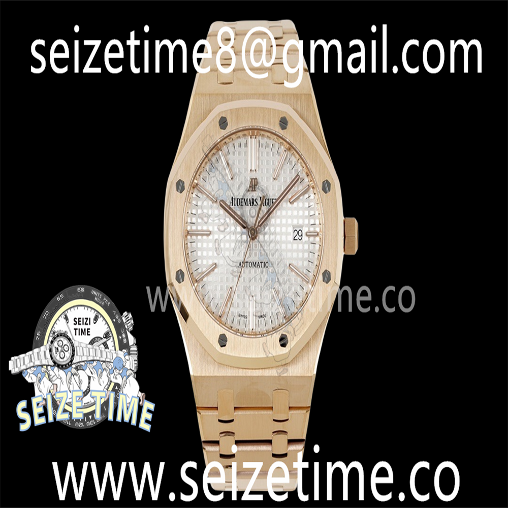 Royal Oak 41mm 15400 RG ZF 1:1 Best Edition White Textured Dial on RG Bracelet V2 SA3120 Super Clone