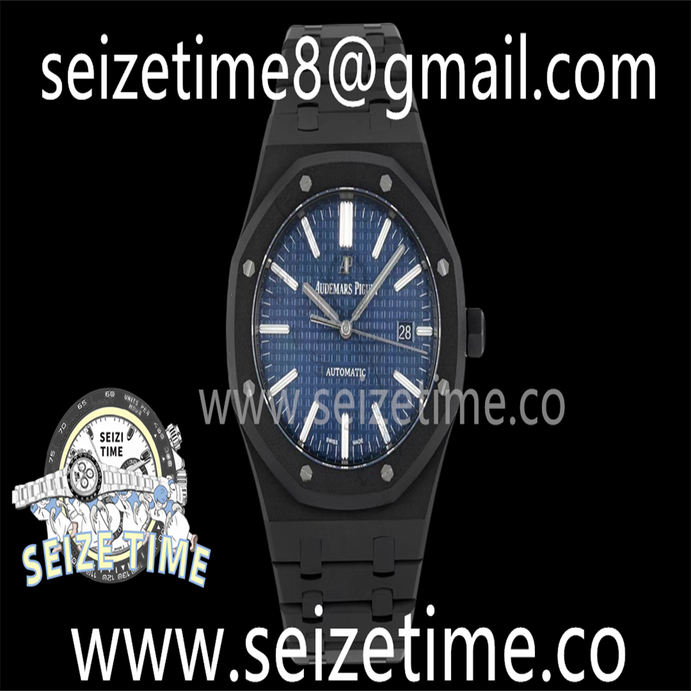 Royal Oak 41mm 15400 DLC ZF 1:1 Best Edition Blue Textured Dial on DLC Bracelet A3120