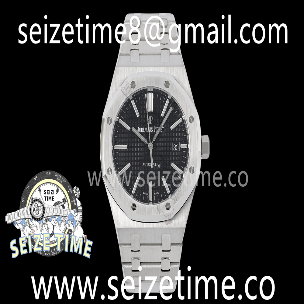 Royal Oak 41mm 15400 SS APSF 1:1 Best Edition Black Textured Dial on SS Bracelet SA3120 Super Clone V3