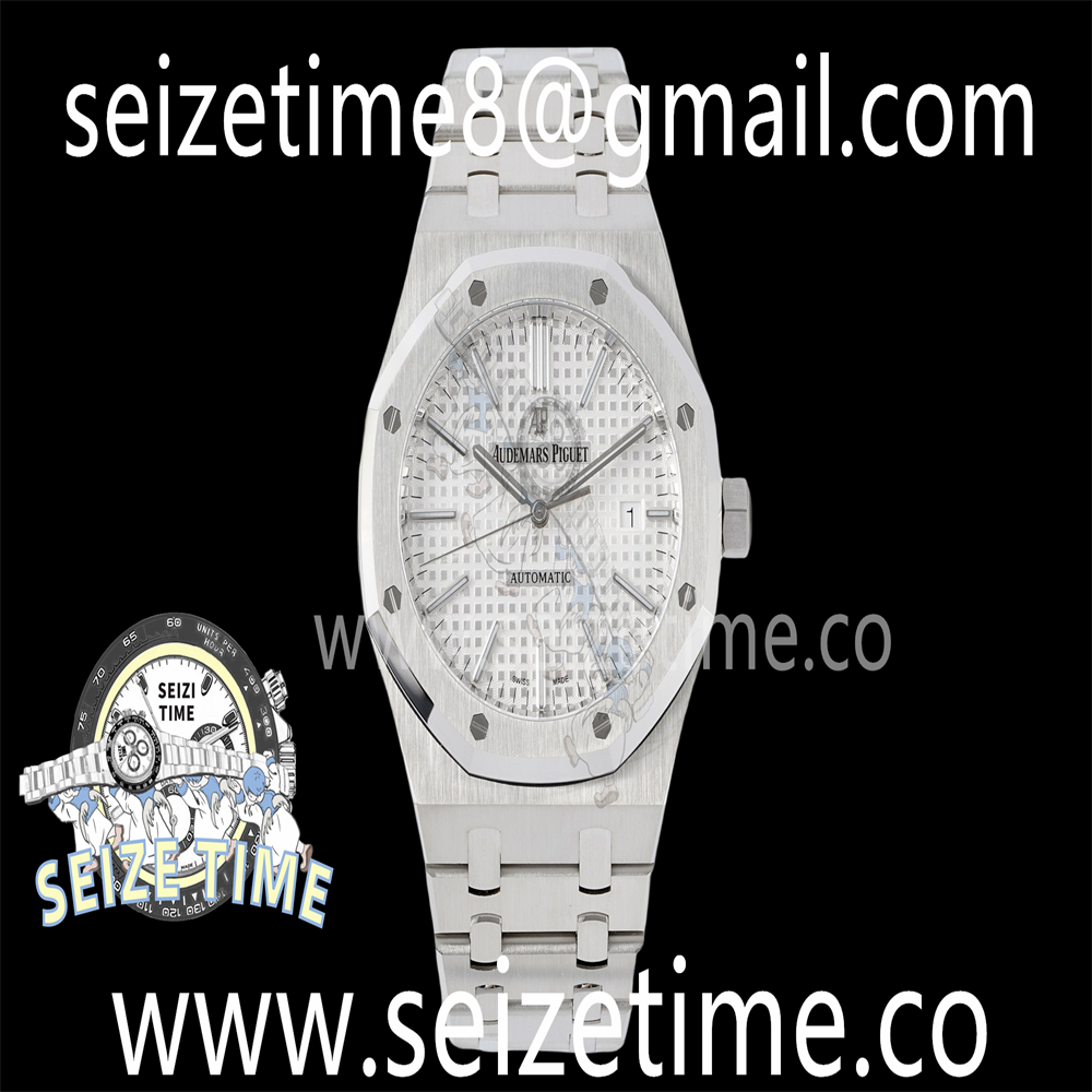 Royal Oak 41mm 15400 SS APSF 1:1 Best Edition White Textured Dial on SS Bracelet SA3120 Super Clone V3