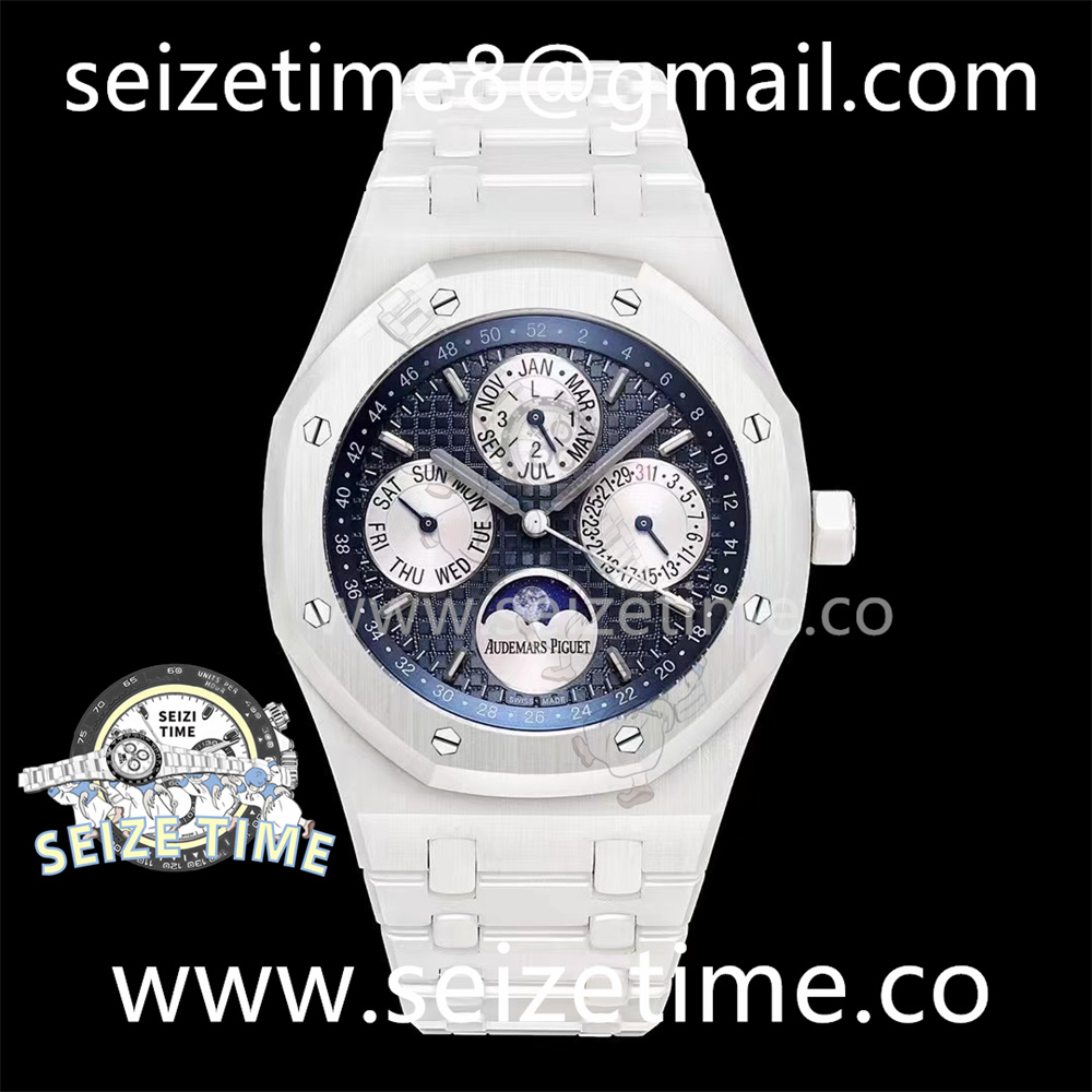 Royal Oak 41mm Perpetual Calendar White Ceramic APSF 1:1 Best Edition White Dial on Ceramic Bracelet A5134 V2