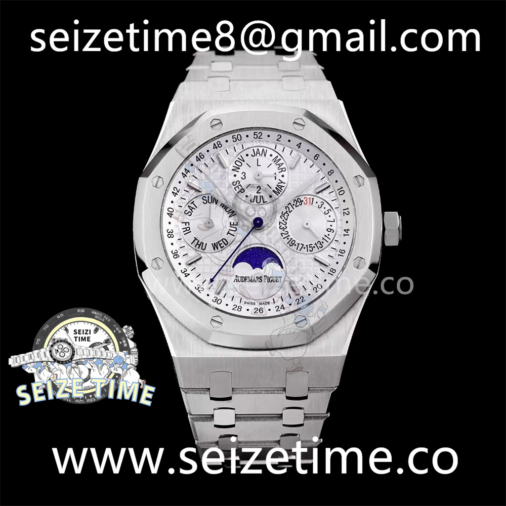 Royal Oak 41mm Perpetual Calendar 26574 SS APSF1:1 Best Edition Silver Dial on SS Bracelet A5134