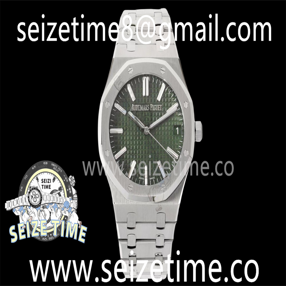 Royal Oak 41mm 15510 “50th Anniversary” SS ZF 1:1 Best Edition Green Textured Dial on SS Bracelet A4302
