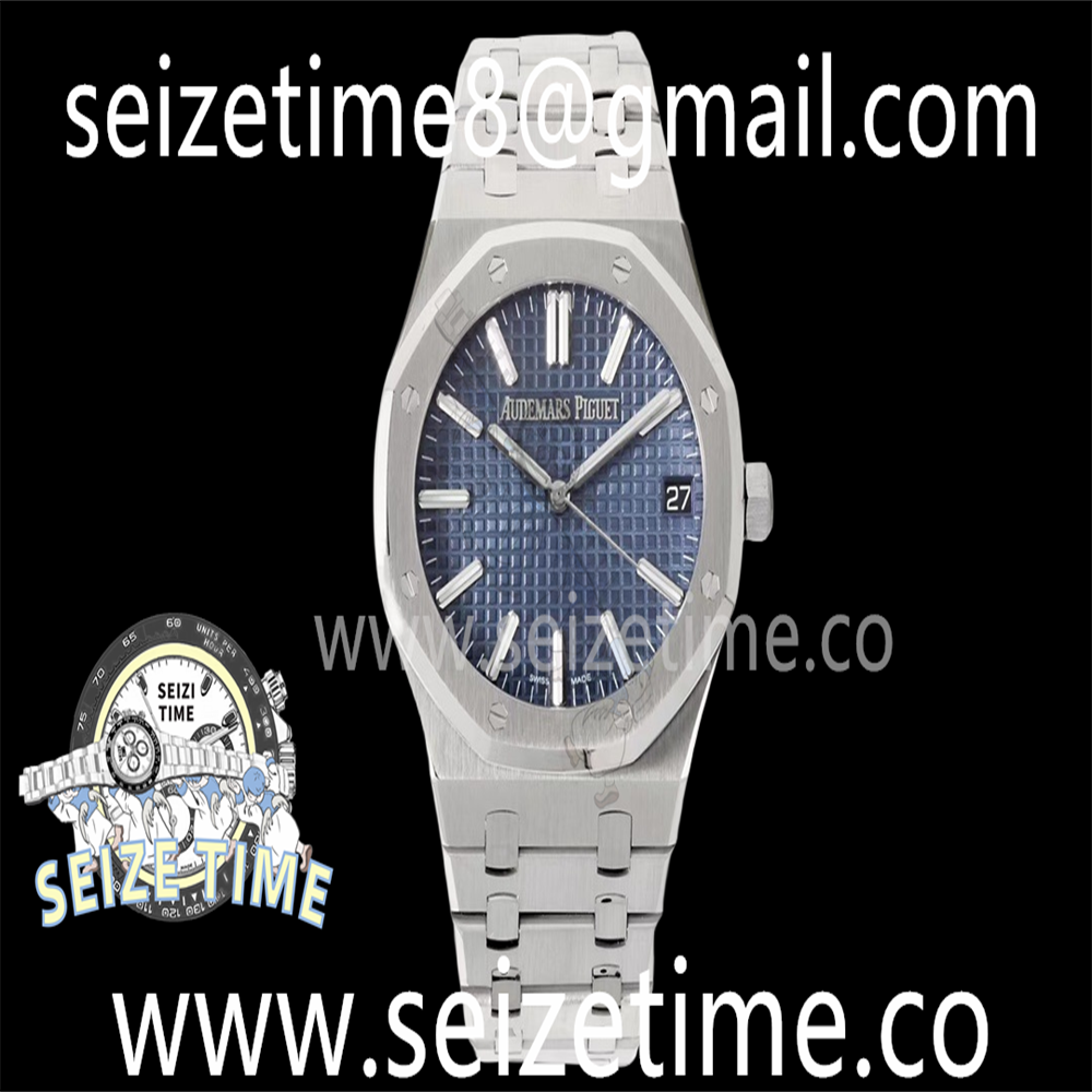 Royal Oak 41mm 15510 “50th Anniversary” SS ZF 1:1 Best Edition Blue Textured Dial on SS Bracelet A4302