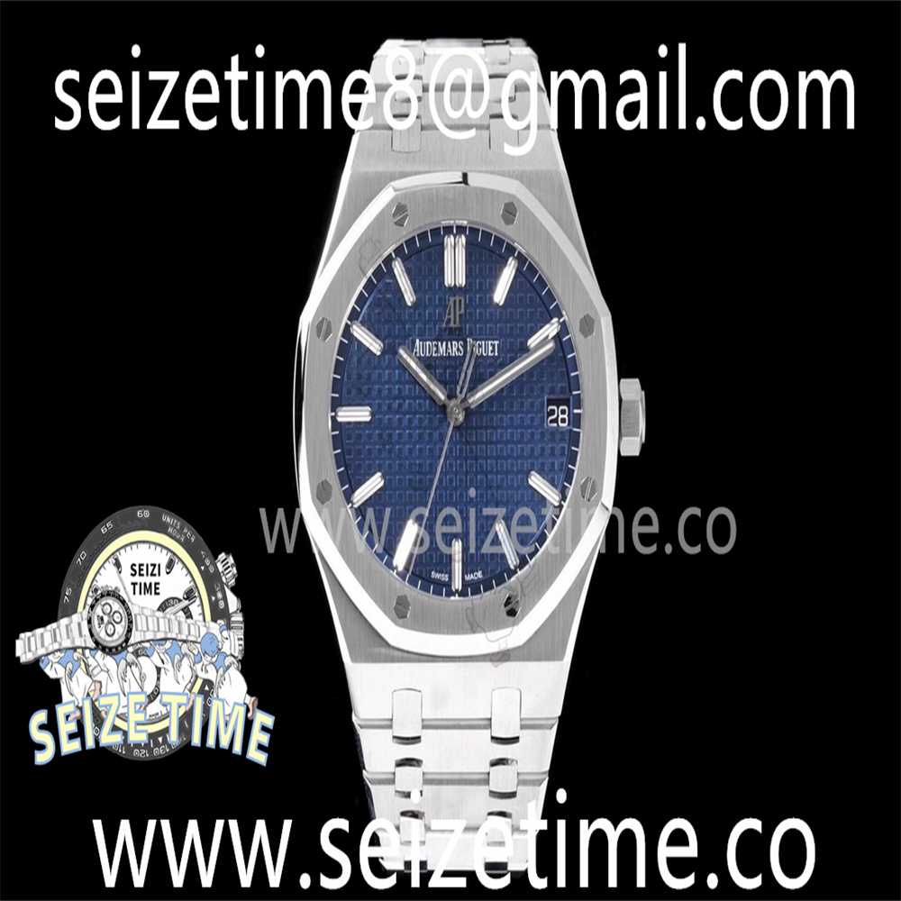 Royal Oak 41mm 15500 SS ZF 1:1 Best Edition Blue Textured Dial on SS Bracelet SA4302 Super Clone V3