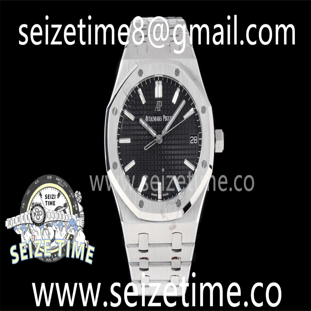 Royal Oak 41mm 15500 SS ZF 1:1 Best Edition Black Textured Dial on SS Bracelet SA4302 Super Clone V3