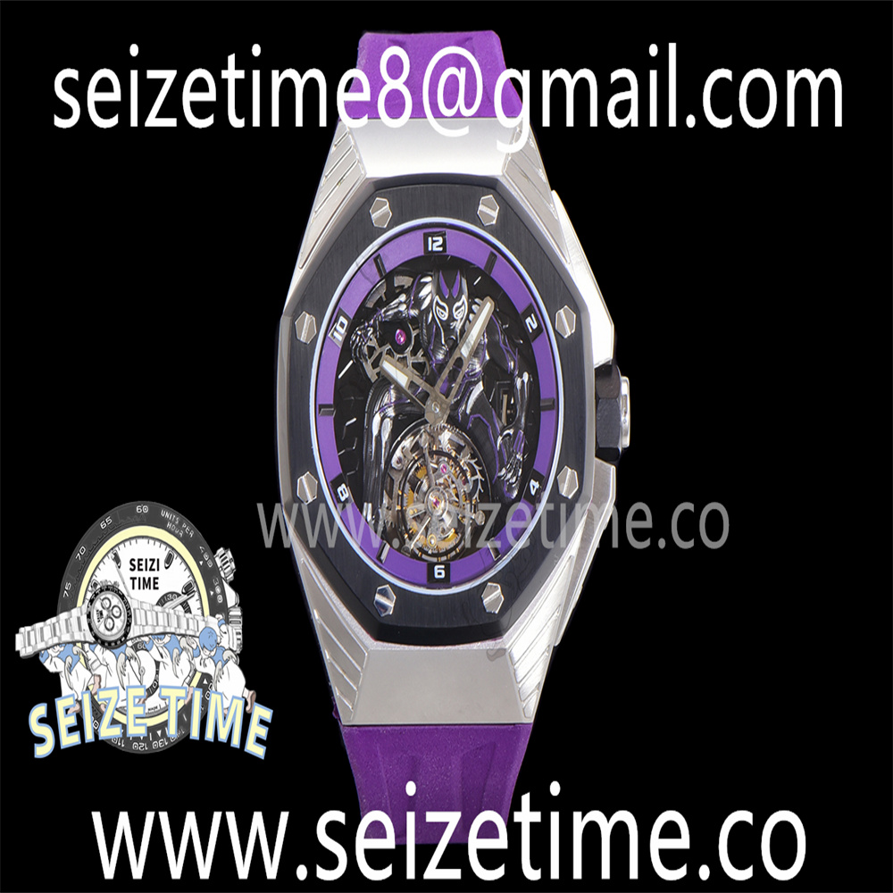 Royal Oak Concept Tourbillon Black Panther SS WMF Best Edition on Purple Rubber Strap