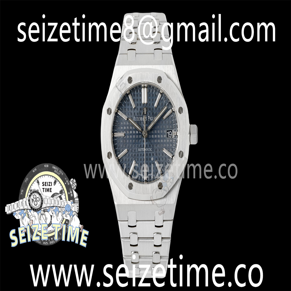 Royal Oak 37mm 15450 SS APSF 1:1 Best Edition Blue Textured Dial on SS Bracelet SA3120 Super Clone