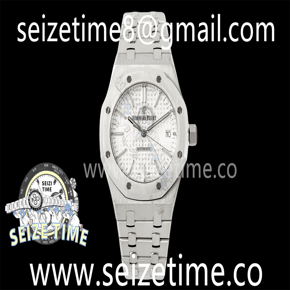 Royal Oak 37mm 15450 SS APSF 1:1 Best Edition White Textured Dial on SS Bracelet SA3120 Super Clone