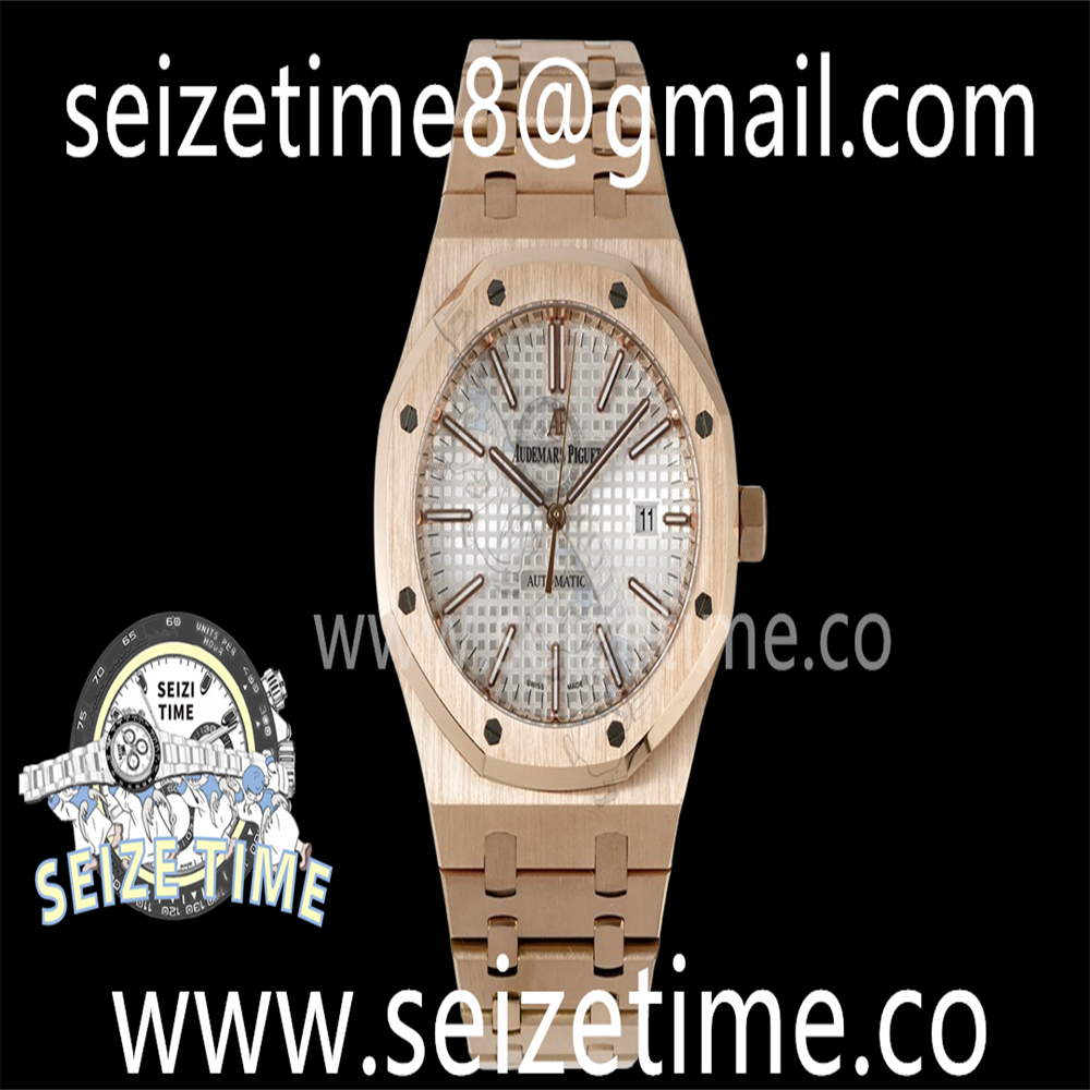 Royal Oak 41mm 15400 RG BF 1:1 Best Edition White Textured Dial on RG Bracelet SA3120 Super Clone