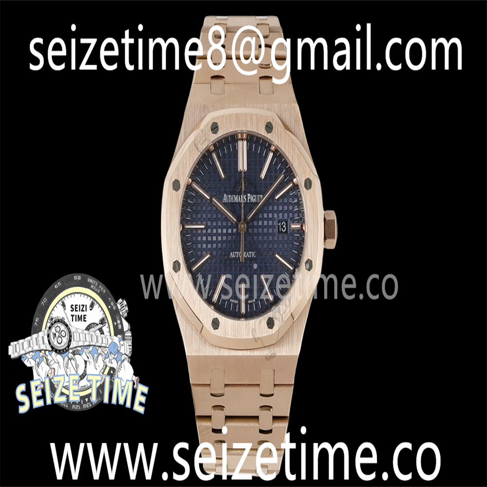 Royal Oak 41mm 15400 RG BF 1:1 Best Edition Blue Textured Dial on RG Bracelet SA3120 Super Clone