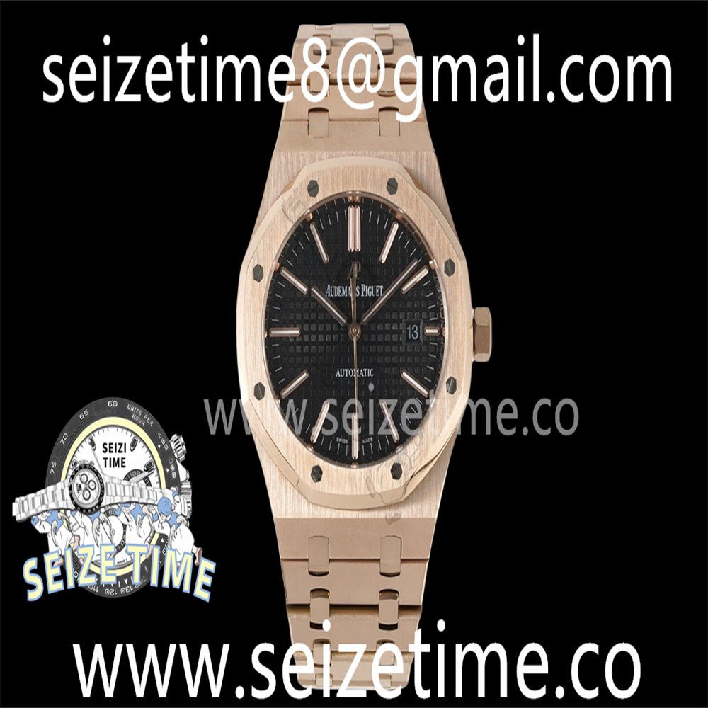 Royal Oak 41mm 15400 RG BF 1:1 Best Edition Black Textured Dial on RG Bracelet SA3120 Super Clone