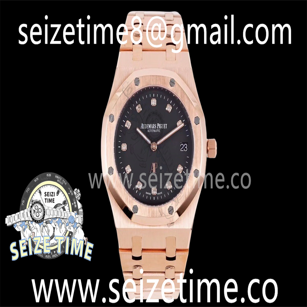 Royal Oak 39mm 15202 RG BF 1:1 Best Edition Black Textured Dial on RG Bracelet A2121