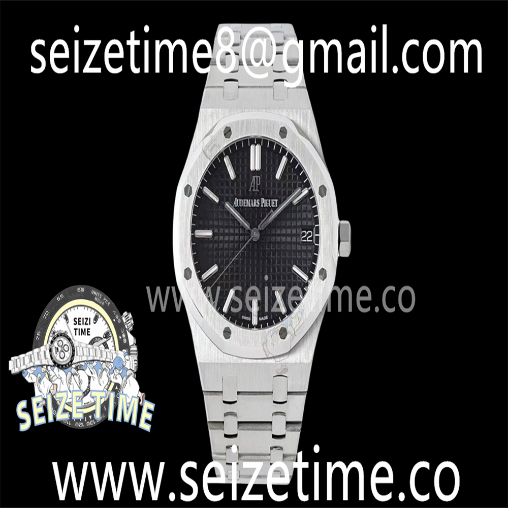 Royal Oak 41mm 15500 SS APSF 1:1 Best Edition Black Textured Dial on SS Bracelet SA4302 Super Clone