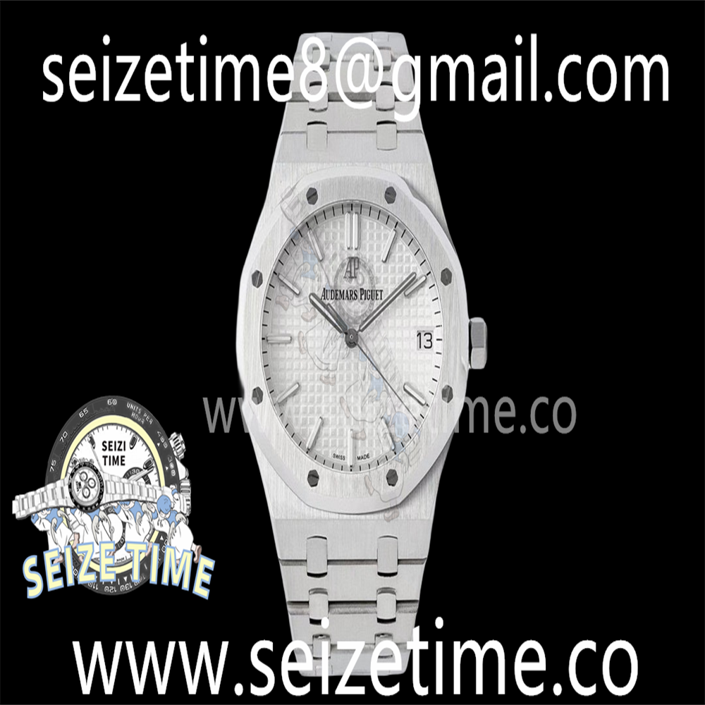 Royal Oak 41mm 15500 SS APSF 1:1 Best Edition White Textured Dial on SS Bracelet SA4302 Super Clone