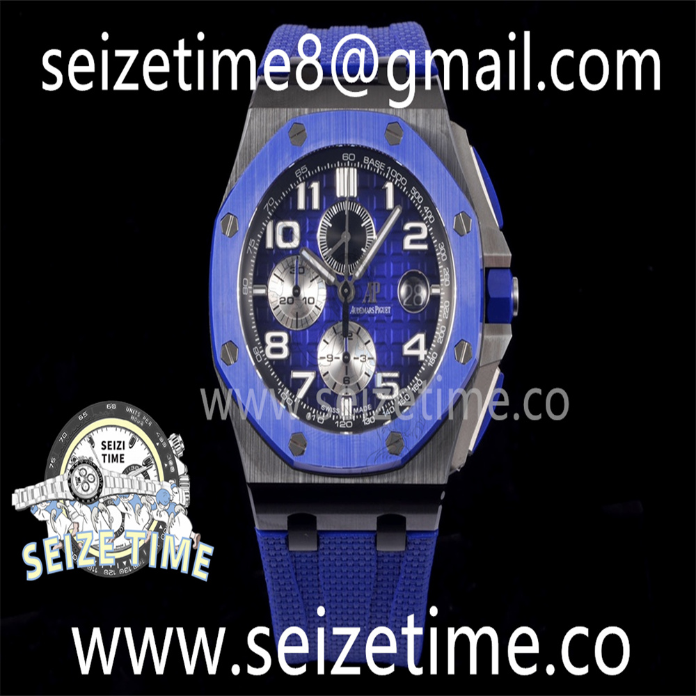 Royal Oak Offshore 44mm Blue/Black Ceramic APF 1:1 Best Edition Blue/Black Dial on Rubber Strap A3126 V2