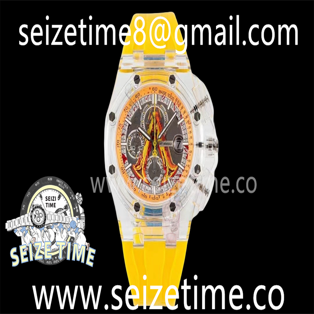 Royal Oak Offshore 44mm Transparent APF Best Edition Yellow Dial on Yellow Rubber Strap A3126