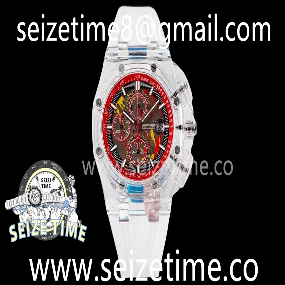 Royal Oak Offshore 44mm Transparent APF Best Edition Red Dial on White Rubber Strap A3126