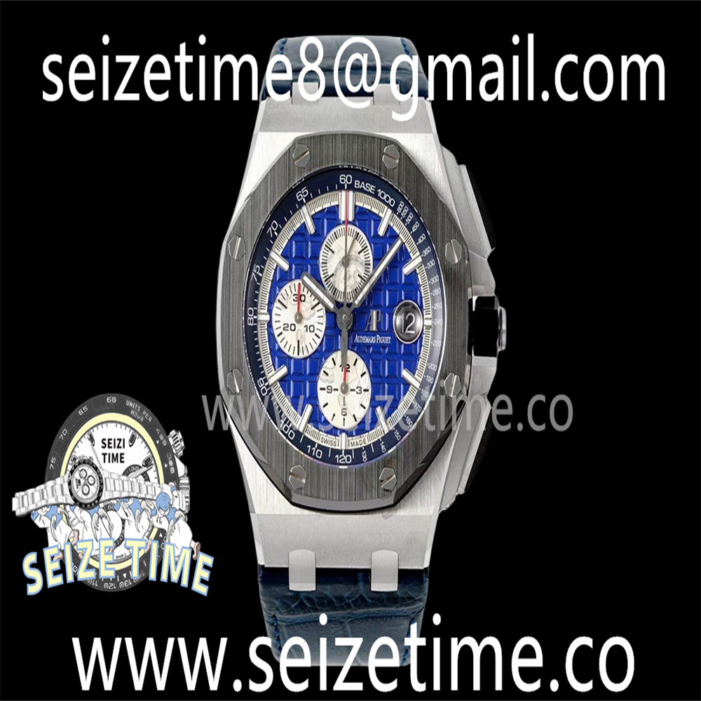 Royal Oak Offshore 44mm Black Ceramic Bezel APF 1:1 Best Edition Blue Dial on Black Rubber Strap A3126 V2
