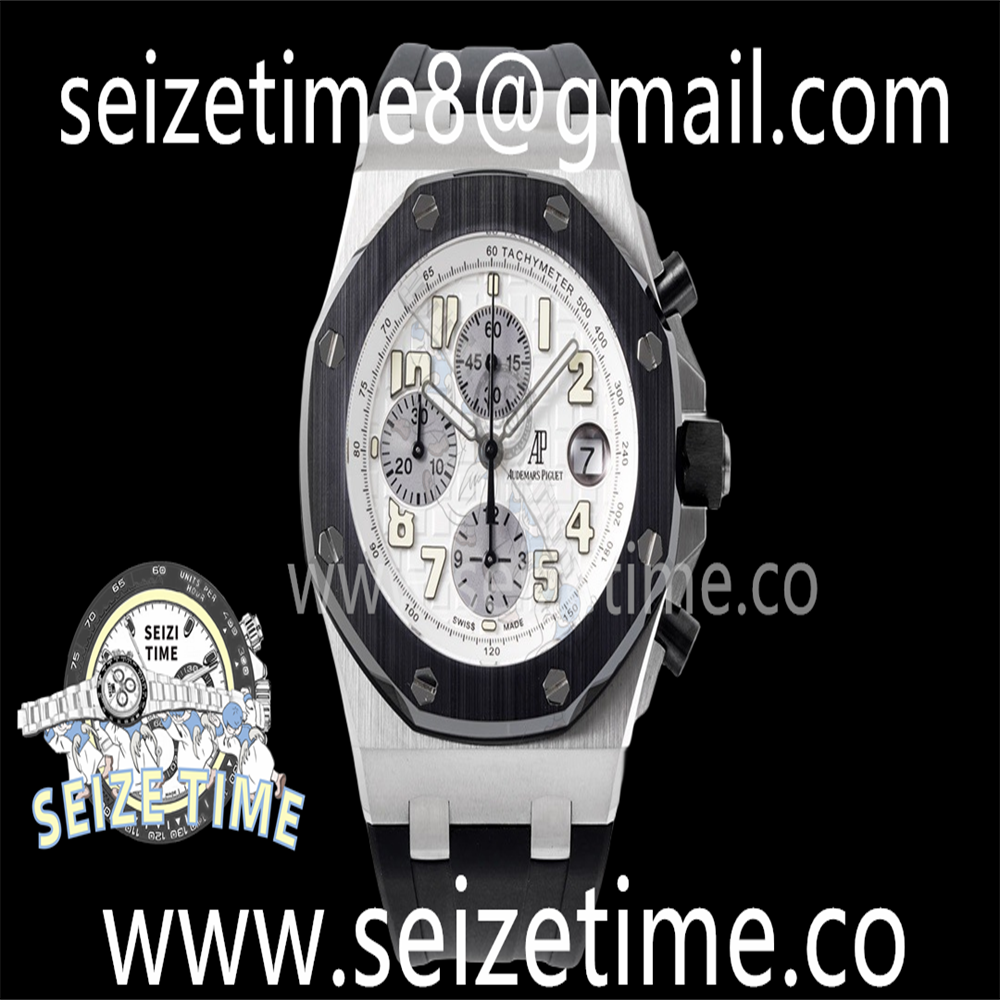 Royal Oak Offshore Chronograph SS APF 1:1 Best Edition White Dial Num on Rubber Strap A3126