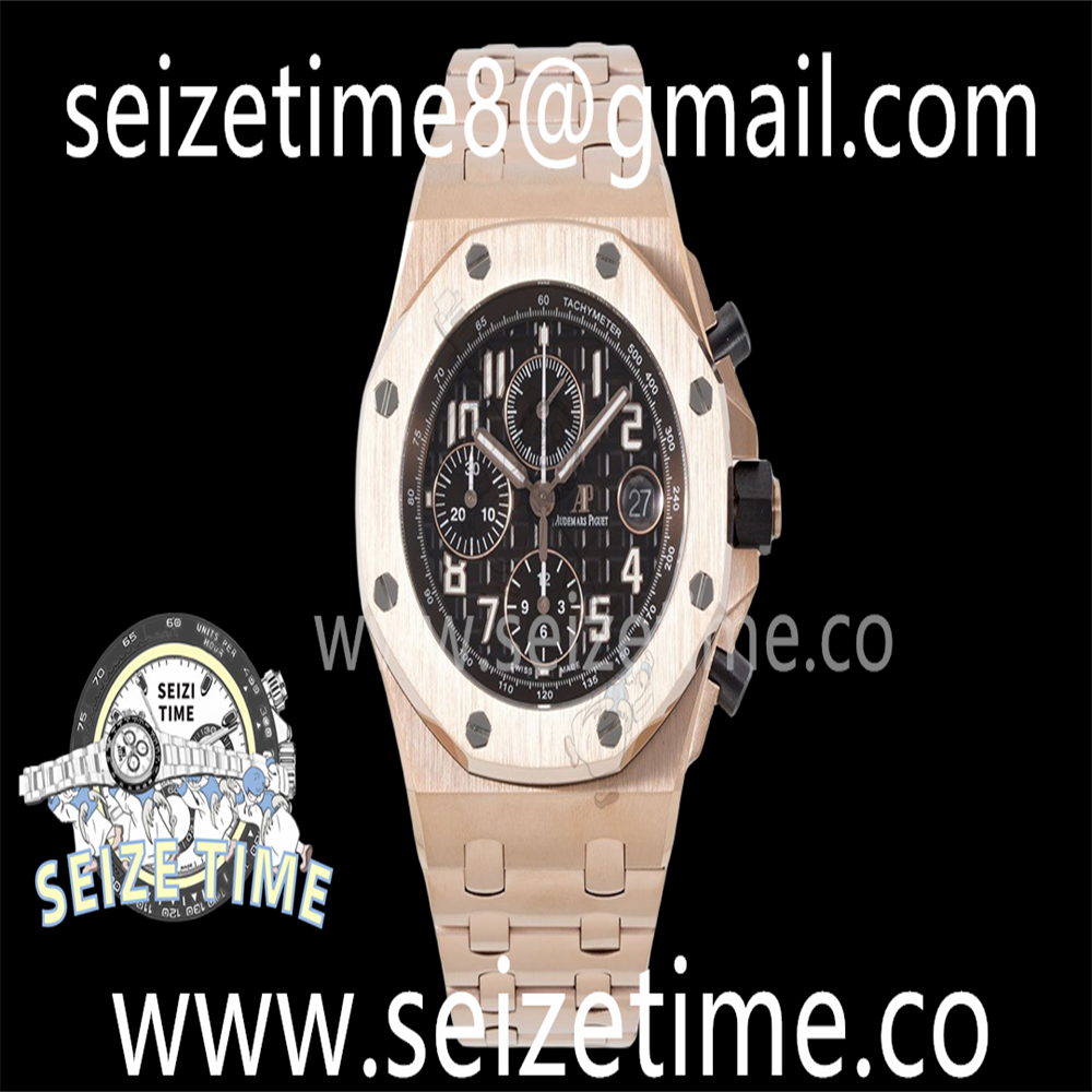 Roal Oak Offshore Chronograph RG APF 1:1 Best Edition Brown Dial Num on RG Bracelet A3126