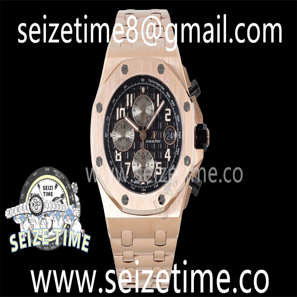 Roal Oak Offshore Chronograph RG APF 1:1 Best Edition Grey Dial Num on RG Bracelet A3126