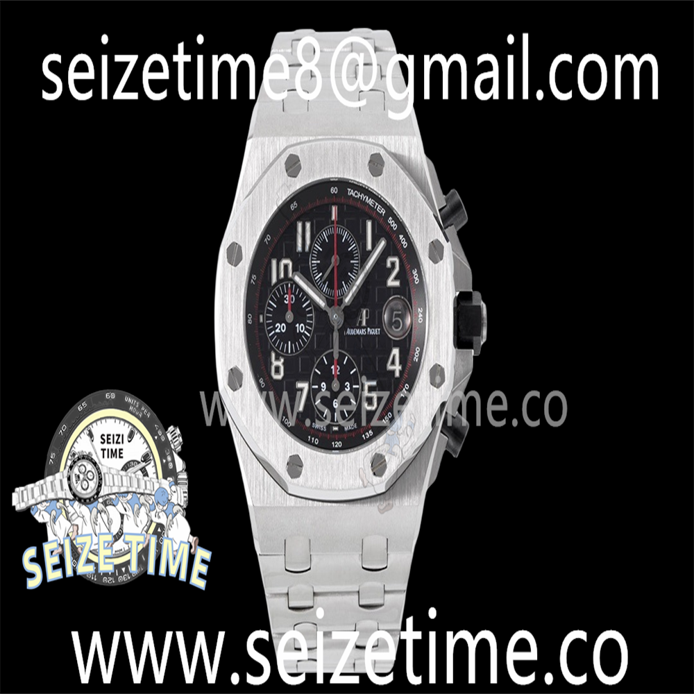 Royal Oak Offshore Chronograph SS APF 1:1 Best Edition Black Dial Num on SS Bracelet APF A3126 Mod