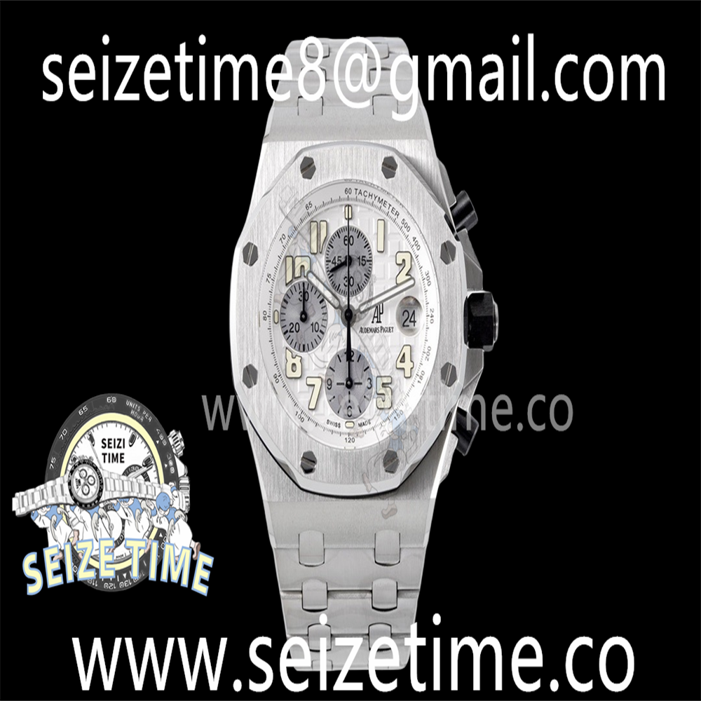 Royal Oak Offshore Chronograph SS APF 1:1 Best Edition White Dial Num on SS Bracelet A3126