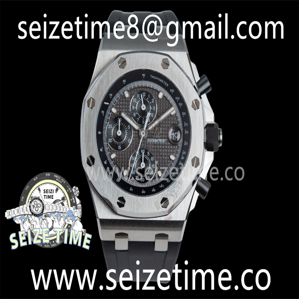 Royal Oak Offshore Chronograph 42mm SS APF 1:1 Best Edition Grey Dial on Rubber Strap A3126