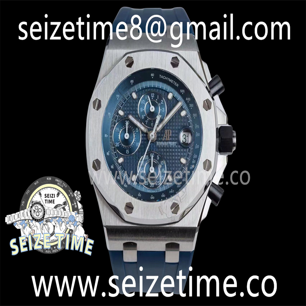 Royal Oak Offshore Chronograph 42mm SS APF 1:1 Best Edition Blue Dial on Rubber Strap A4404