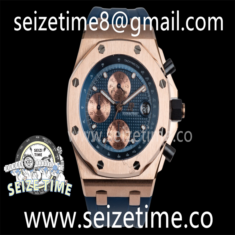 Royal Oak Offshore Chronograph RG APF 1:1 Best Edition Blue Dial on Rubber Strap A3126