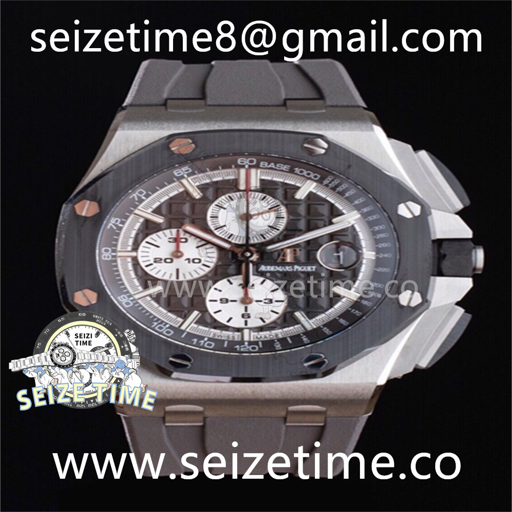 Royal Oak Offshore 44mm SS Ceramic Bezel APF 1:1 Best Edition Gray Dial on Rubber Strap A3126