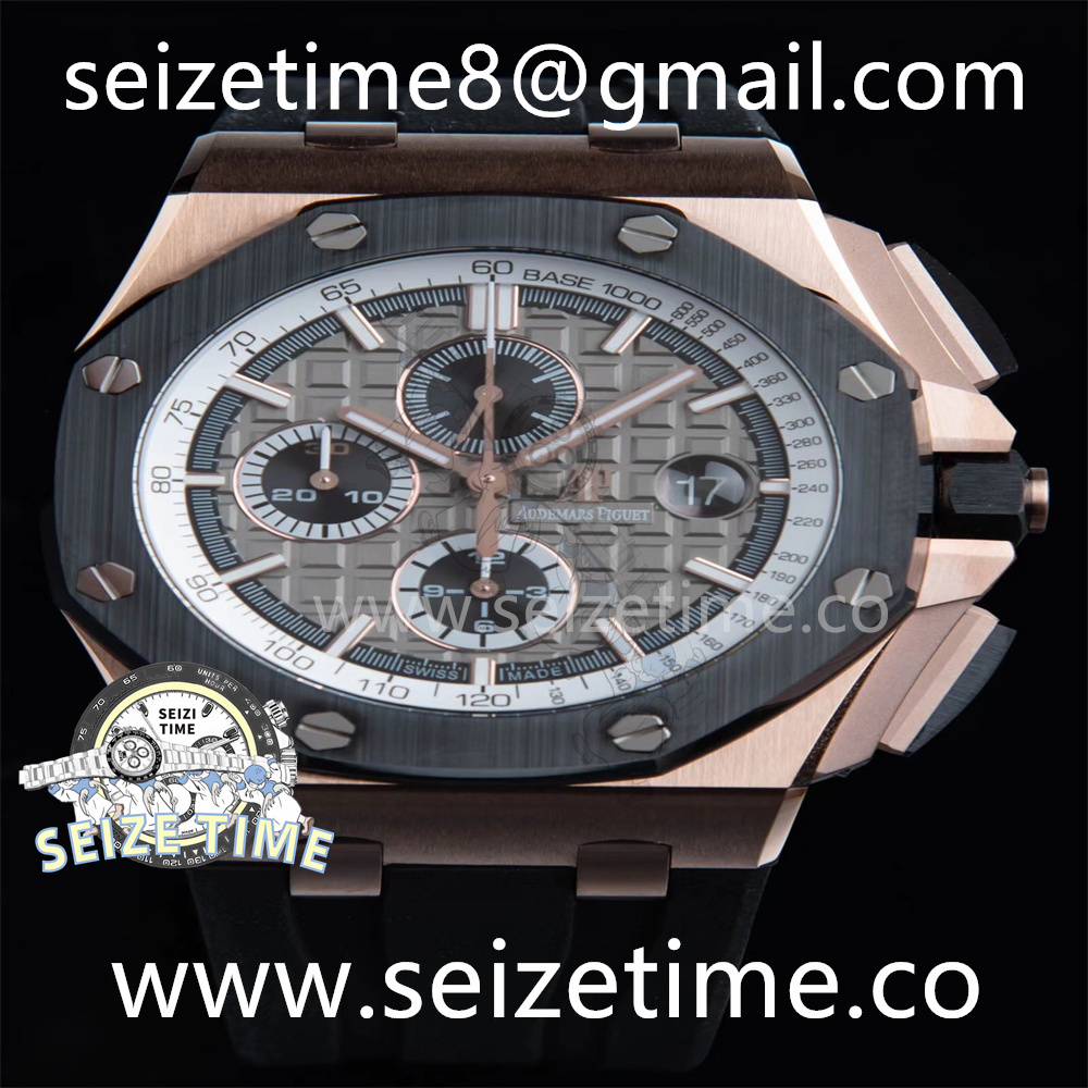 Royal Oak Offshore Chronograph RG APF 1:1 Best Edition Ceramic Bezel Grey Dial on Rubber Strap A3126