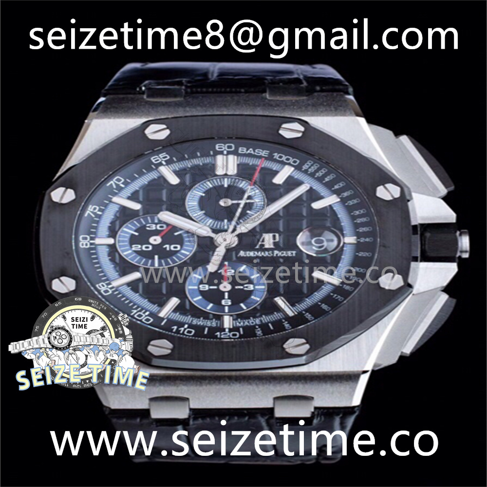 Royal Oak Offshore Chronograph SS APF 1:1 Best Edition Black Dial on Leather Strap A3126