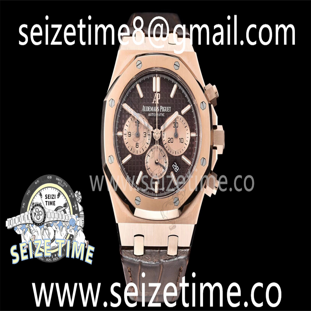 Royal Oak Chrono 26331ST RG OMF 1:1 Best Edition Brown/RG Dial on Brown Leather Strap A7750