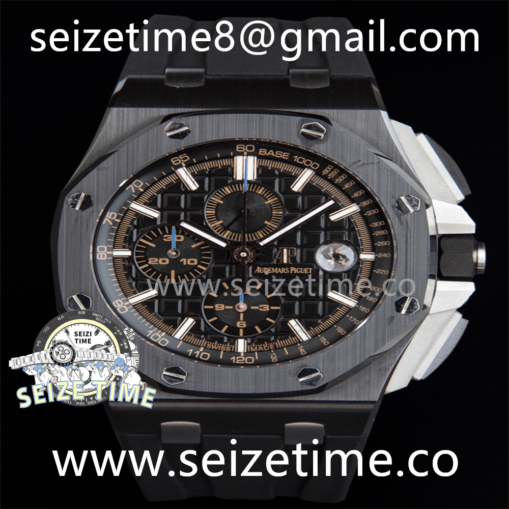 Royal Oak Offshore 44mm Black Ceramic APF 1:1 Best Edition Black Dial on Rubber Strap A3126
