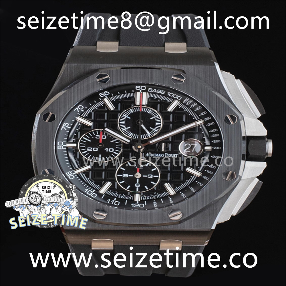 Royal Oak Offshore 44mm Black Ceramic Case APF 1:1 Best Edition Black Dial on Black Rubber Strap A3126