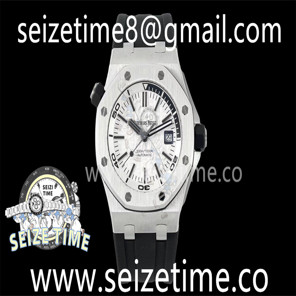 Royal Oak Offshore Diver 15710 IPF 1:1 Best Edition White Dial on Black Rubber Strap SA3120