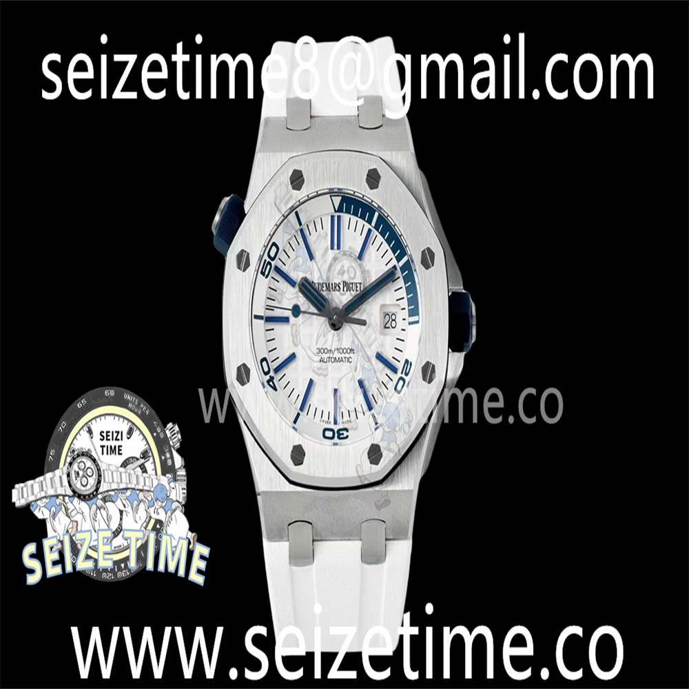 Royal Oak Offshore Diver 15710 IPF 1:1 Best Edition White Dial on White Rubber Strap SA3120