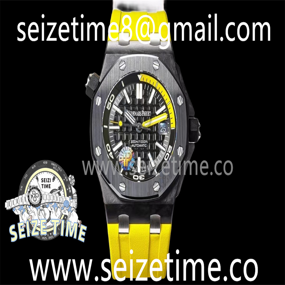 Royal Oak Offshore Diver Forged Carbon IPF Best Edition on Yellow Rubber Strap A3120