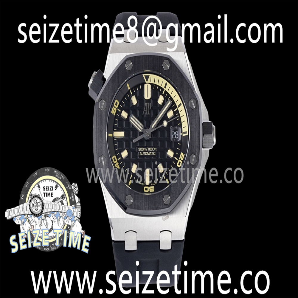 Royal Oak Offshore Diver 15720 Black Ceramic Bezel ZF 1:1 Best Edition Black Dial on Black Rubber Strap A4308